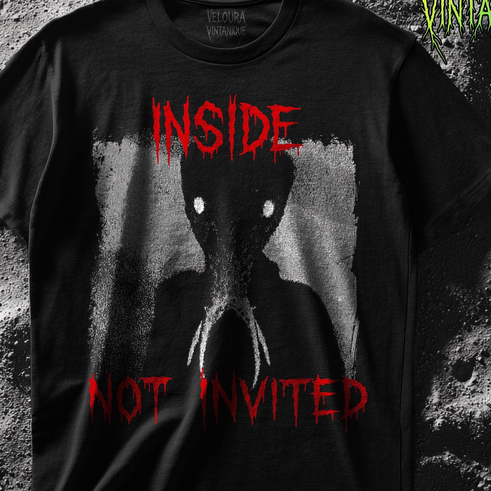 Analog Horror T-Shirt, Creepy Shadow Creature, VHS Graphic S