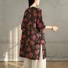 New Summer Linen Tops Women Plus Size Floral Printing Loose Vintage Long Shirts Tees