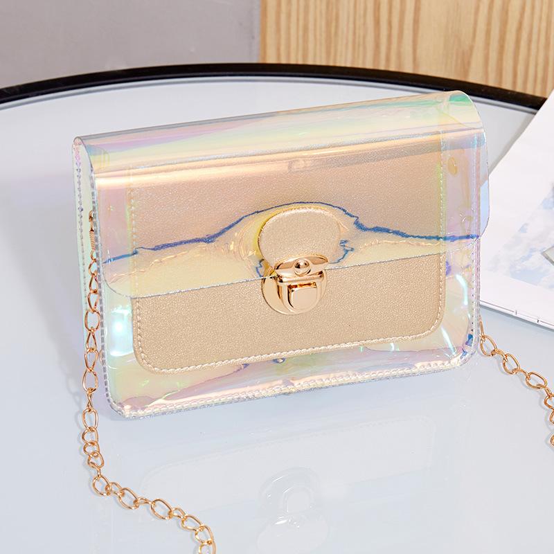 Refreshing Laser Transparent Shoulder Women's Bag Tide Crossbody Versatile Chain Small Square Bag