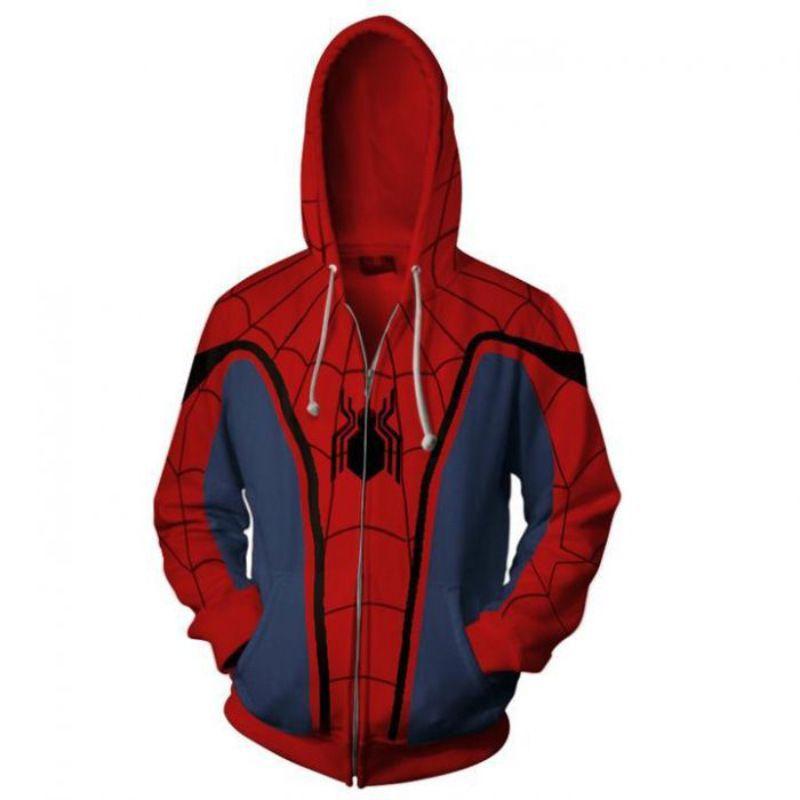 Spiderman Zip Hoodie Jacket T-shirt Trousers Set Hip Hop Marvel Cosplay Costume