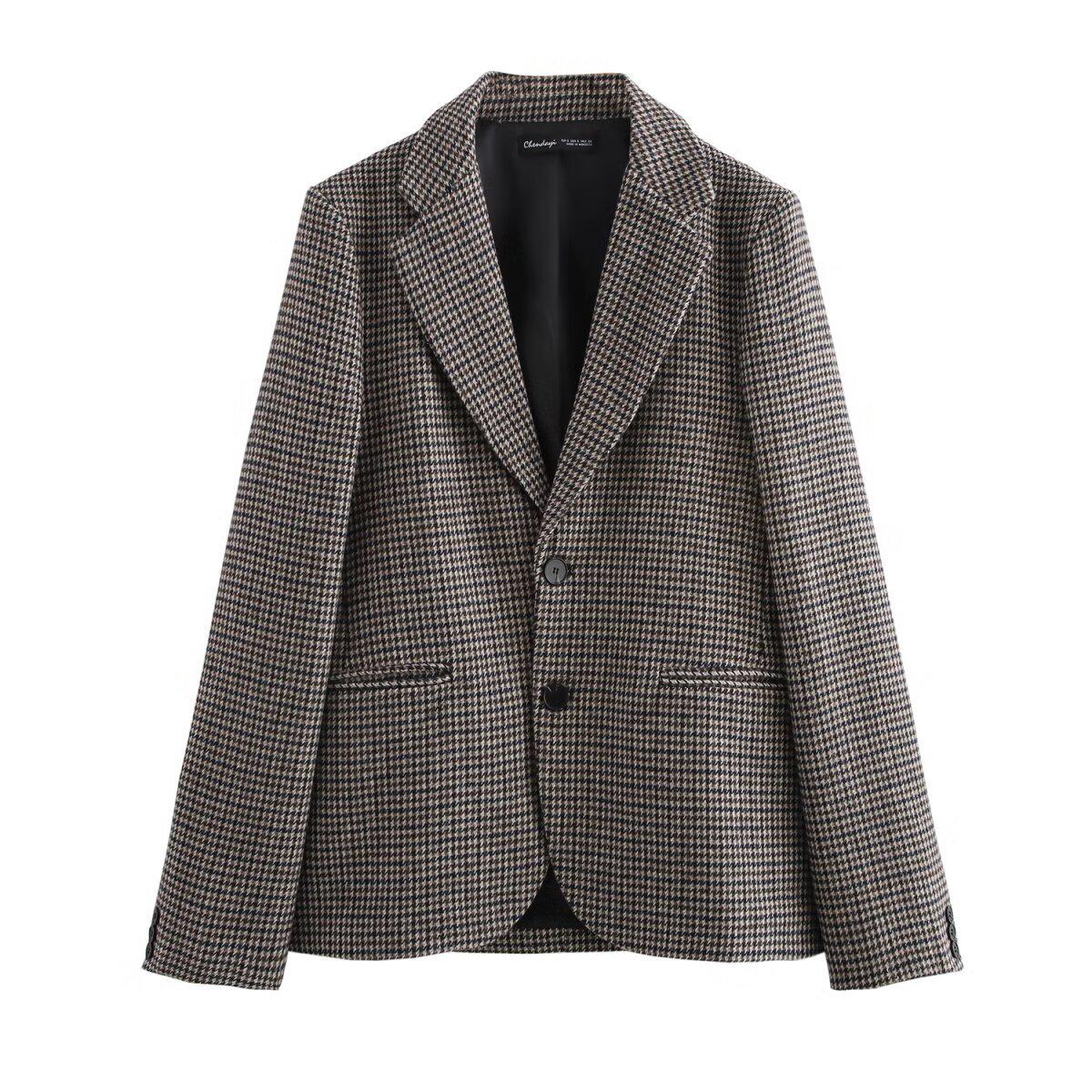 

Женский пиджак в гусиную лапку в европейском и американском стиле, осень 2024 Extra Small