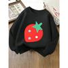 Girls' Crewneck Sweatshirt - Strawberry Shape with Blue Dots And Machine Washable, Spring And Autumn