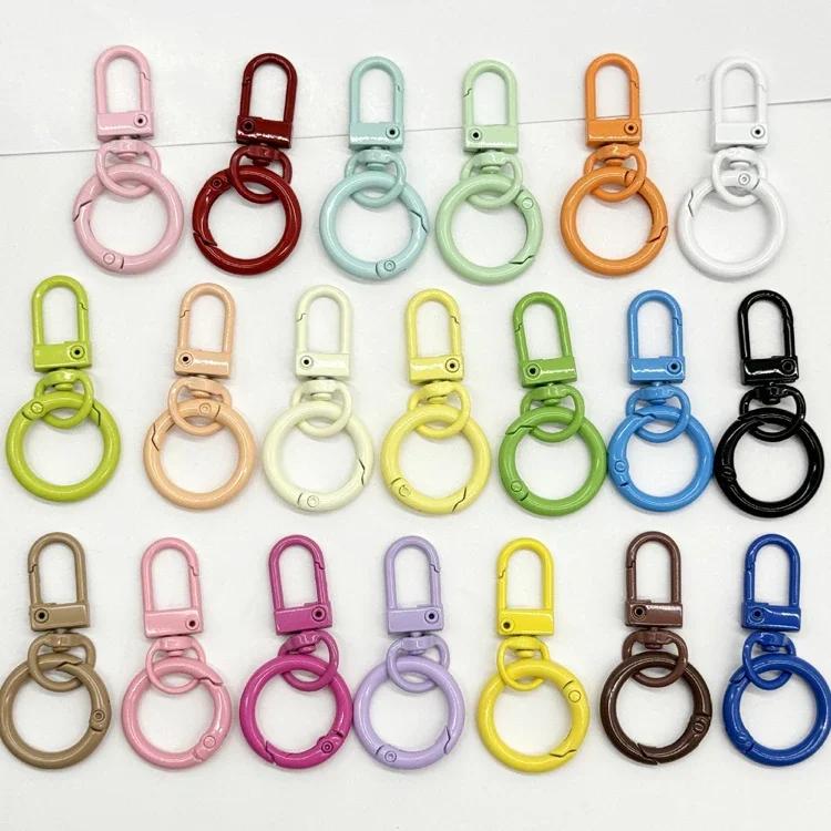 

10/1pcs New Color Alloy Keychains Handmade DIY Bead Jewelry Accessories Luggage Keychains Spring Buckles Pendants 1 pc