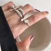 Korean 925 Silver Personalized Geometric Open Ring for Women - Trendy European & American Retro Index Finger Band