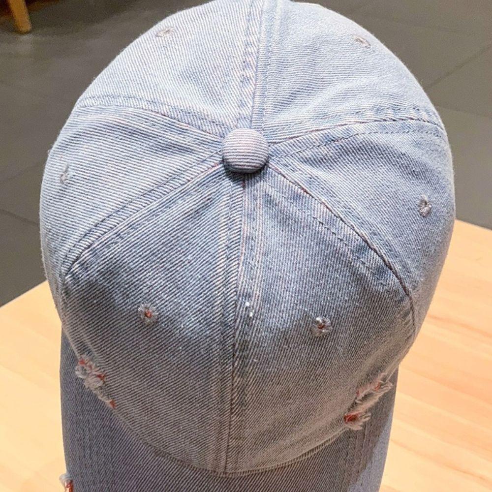 Retro Solid Color Denim Baseball Cap Stylish Fashioned Weathered Duckbill Hat Trendy Unisex Street Hip Hop Sunshade Cap