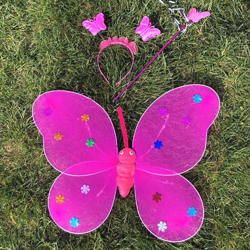 Illuminated Butterfly Wings Set: Light-Up Three-Piece for Children's Performances and Night Markets