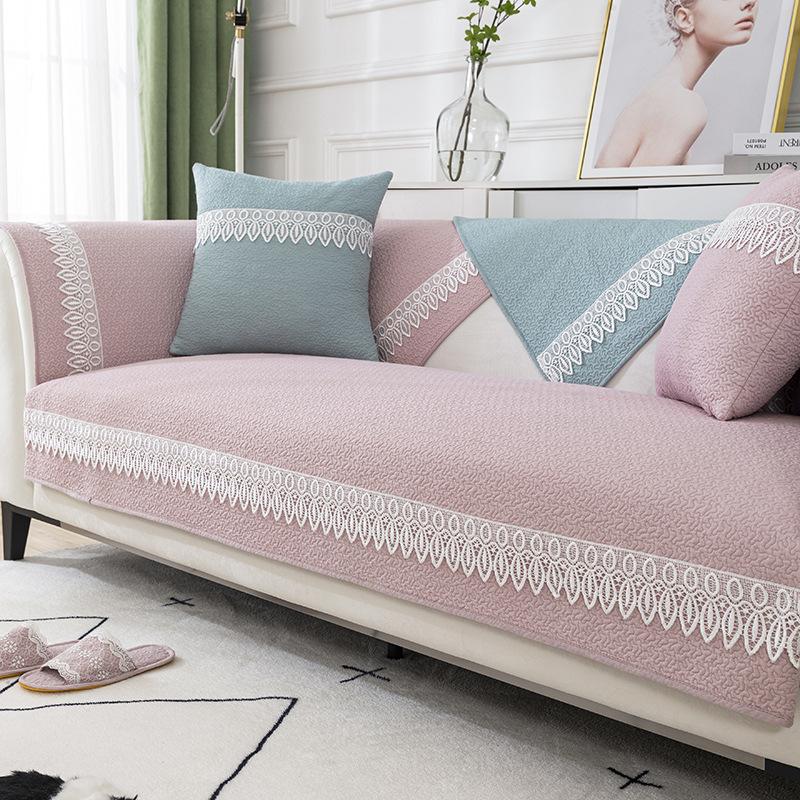 Pure Cotton Sofa Cushion for All Seasons, Non-slip, Simple Modern Cushion, Winter Leather Sofa Cover, Cloth Towel