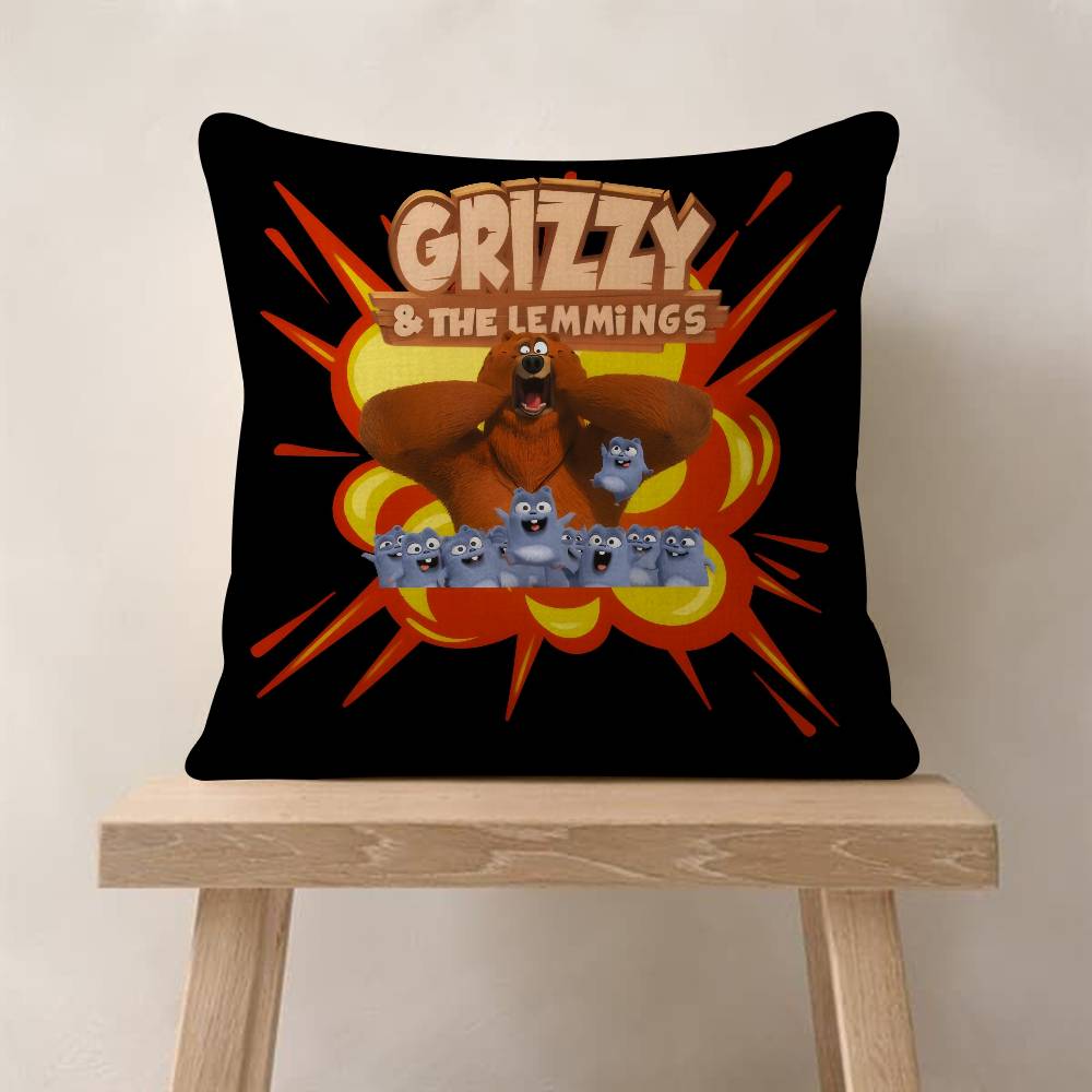 

Cartoon Grizzy and the Lemmings Personalized Pillow Dust Cover Bedroom Kids Party Decoration Pillowcase Birthday Children Gift 30x30cm
