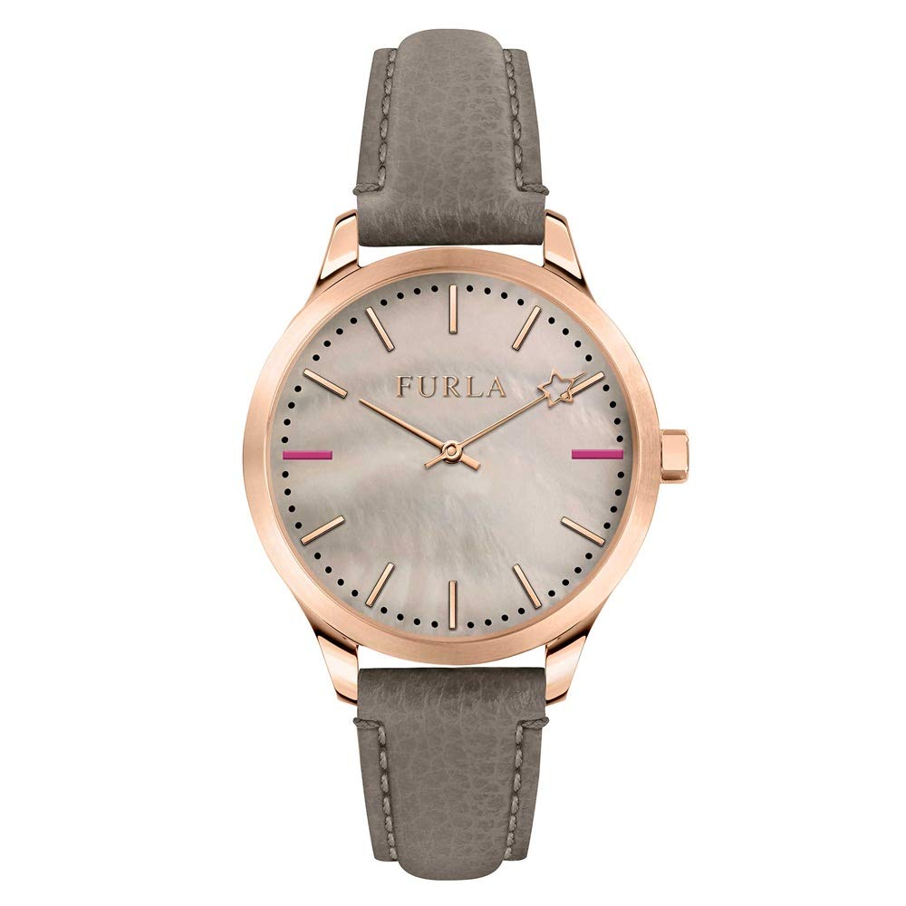 FURLA LIKE 36mm Rose Gold Shell Gray Leather R4251119501 Watch [FURLA] Women s [Item]