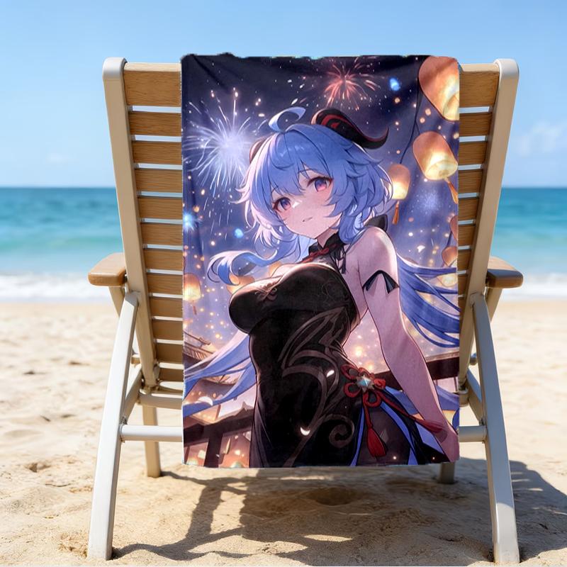 Proof Beach Towel with a Genshin Impact Characters5 Pattern - Soft,absorbent,quick-drying,machine Washable - Perfect for Swimming,camping,bathing