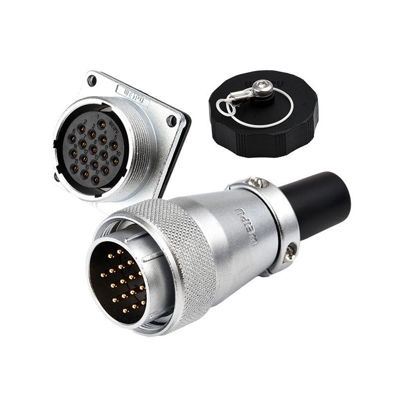 Weipu WS28 23-Pin Aviation Plug Connector, Male-Female Threaded, 479-Hole, 10P12, 16-Pin, 20/26-Pin