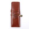 Vintage Roll Up Leather Pencil Case Large Pen Pouch with Embossed Pattern and Tie Closure for Students Artists Office Supplies