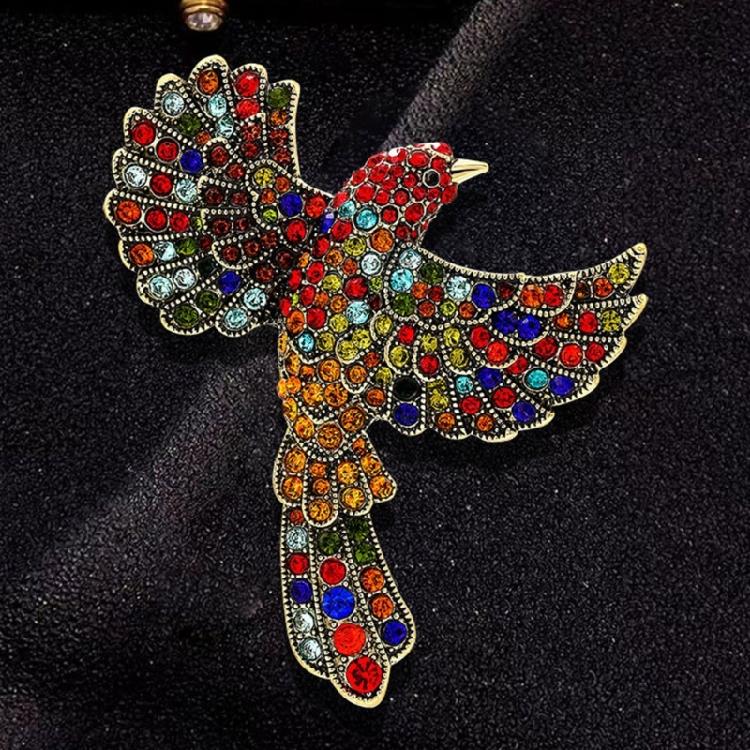 Bunte Strass-Kolibri-Brosche Großes Abzeichen Vintage-Stil Reversnadel Zubehör für Modebegeisterte
