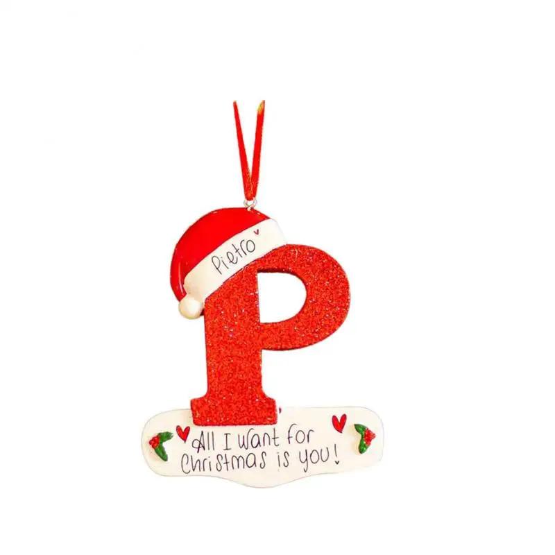 Christmas Tree Decoration Letter Pendant 26 Letters Home Holiday Wooden Pendant Xmas New Year Decor Ornament Customizable