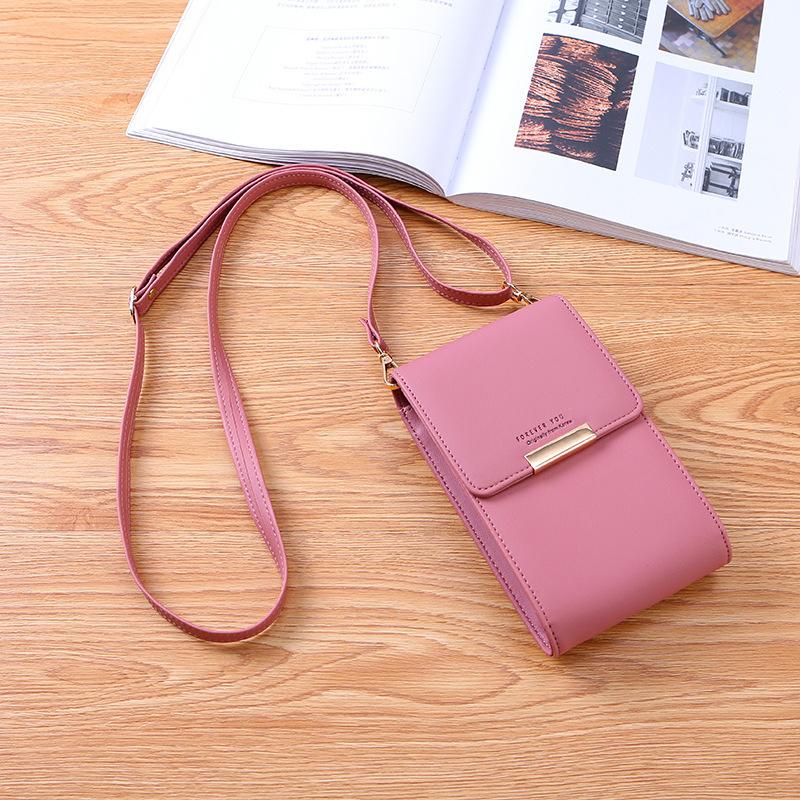 Multifunktionale Umhängetasche für Damen Karten Handy Tasche PU Leder Damen Crossbody Handtaschen Geldbörse Damen Messenger Bags KTY 10.5x4x17cm dunkel rosa