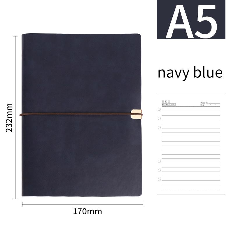 A5 B5 Business Leather Journal Notebooks 6 Ring Binder Planner with 100 Sheets  Blank Printed Loose-leaf Diary Notebook