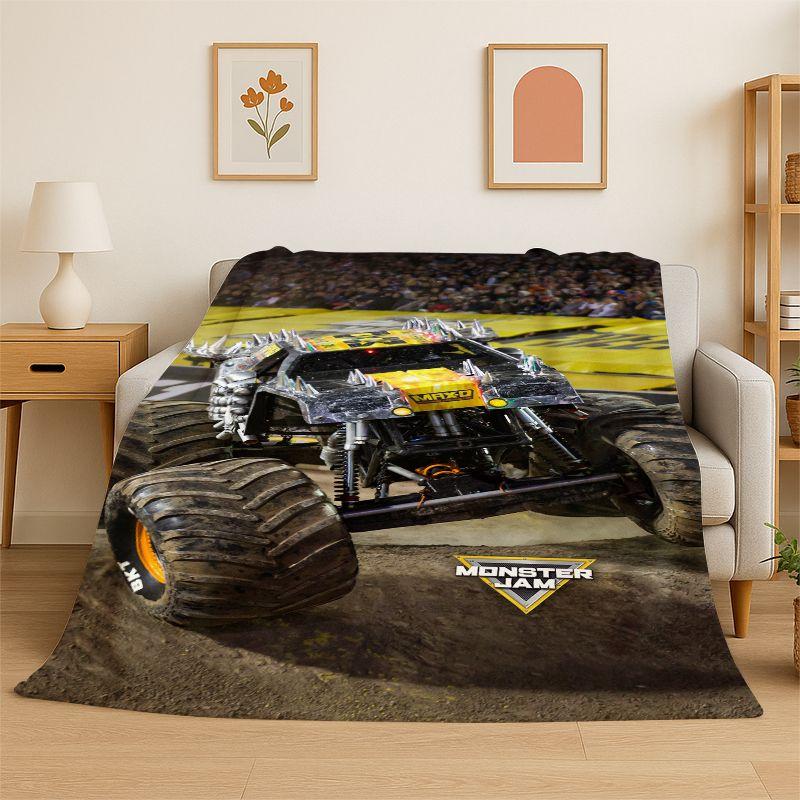 Cartoon Monster Truck Monster Jam Soft Flannel Throw Blanket,Warm Cozy Blanket for Bed,Couch,Sofa,Bedroom,Living Room,Travel