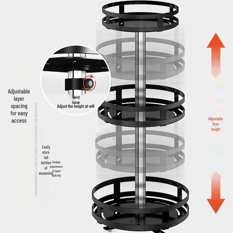 Rotating Kitchen Spice Rack & Multi-layer Storage for Countertop