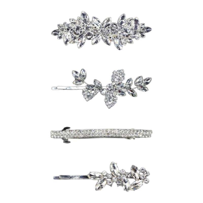 Sparkling Rhinestones Bride Hair Clip Wedding Hair Pin Spring Barrette Hair Ornament for Bride Ceremony Photography Wear