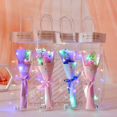 Mini Artificial Rose Bouquet Handcrafted Soap Flower Petals Decoration Romantic Valentine's Day Birthday Gift for Women Mother Wife Girlfriend