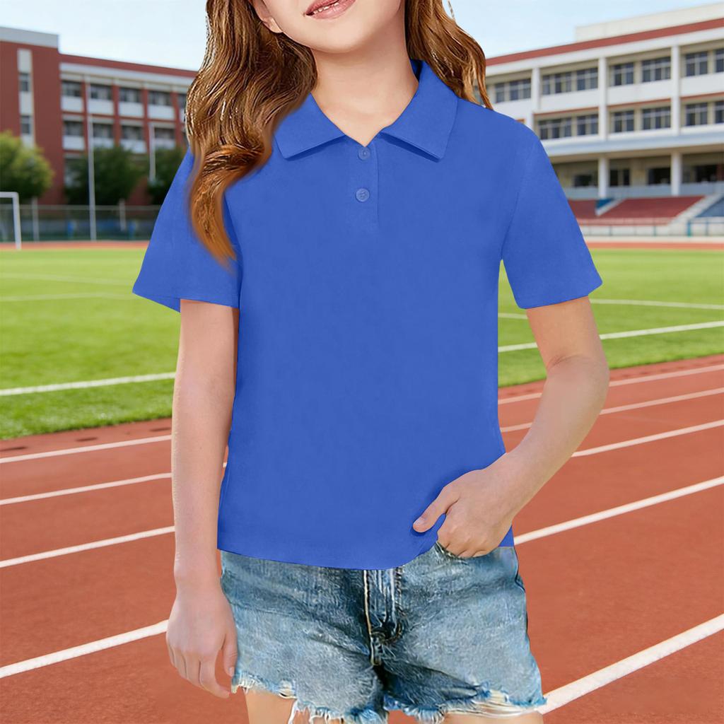 Short Sleeve Polo Shirt for Girls Classic Collar Design Breathable Lightweight Fabric Suitable for Daily Wear School Uniforms Outdoor Activities