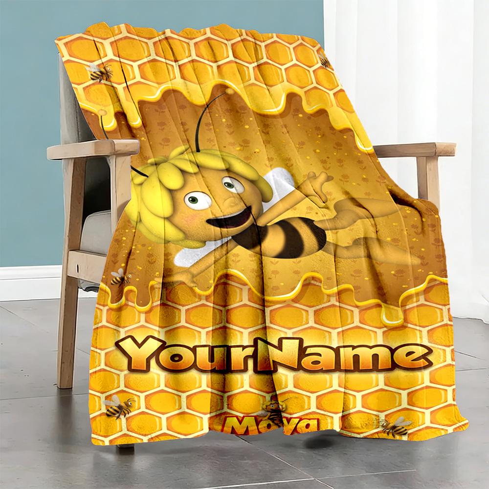 Biene Maja Customize Your Name Blanket Lightweight Personalized Blanket Comfortable Throw For Bed Nap Living Room Couch for All Occasions
