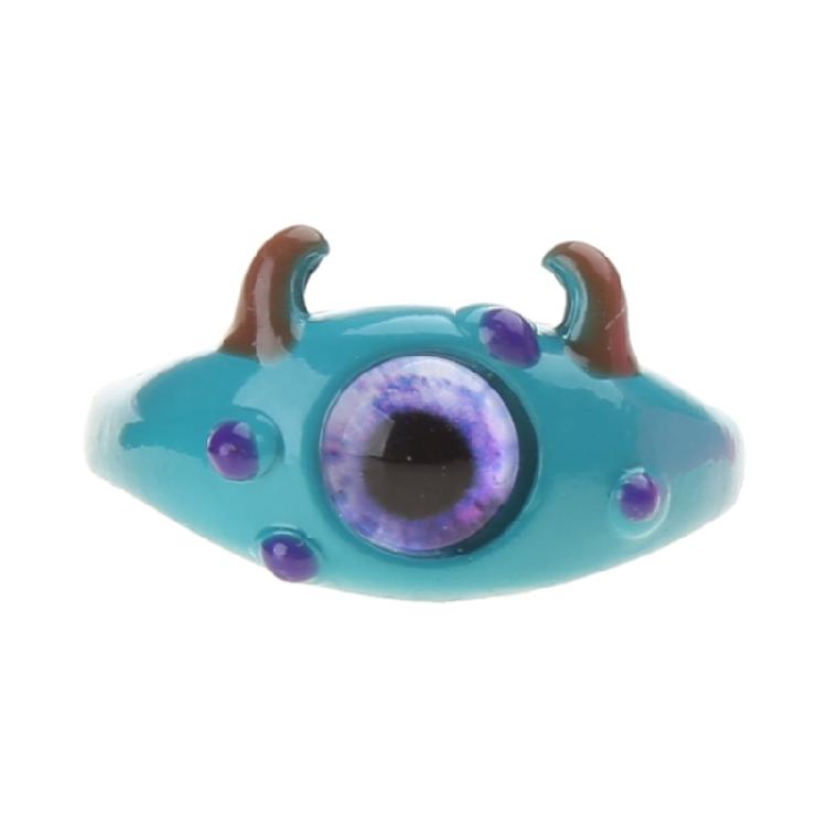 9Pcs Funny Resin Open Finger Ring Cartoon Little Monsters Eyeball Ring Unique Irregular Ring Fashion Jewelry Decoration