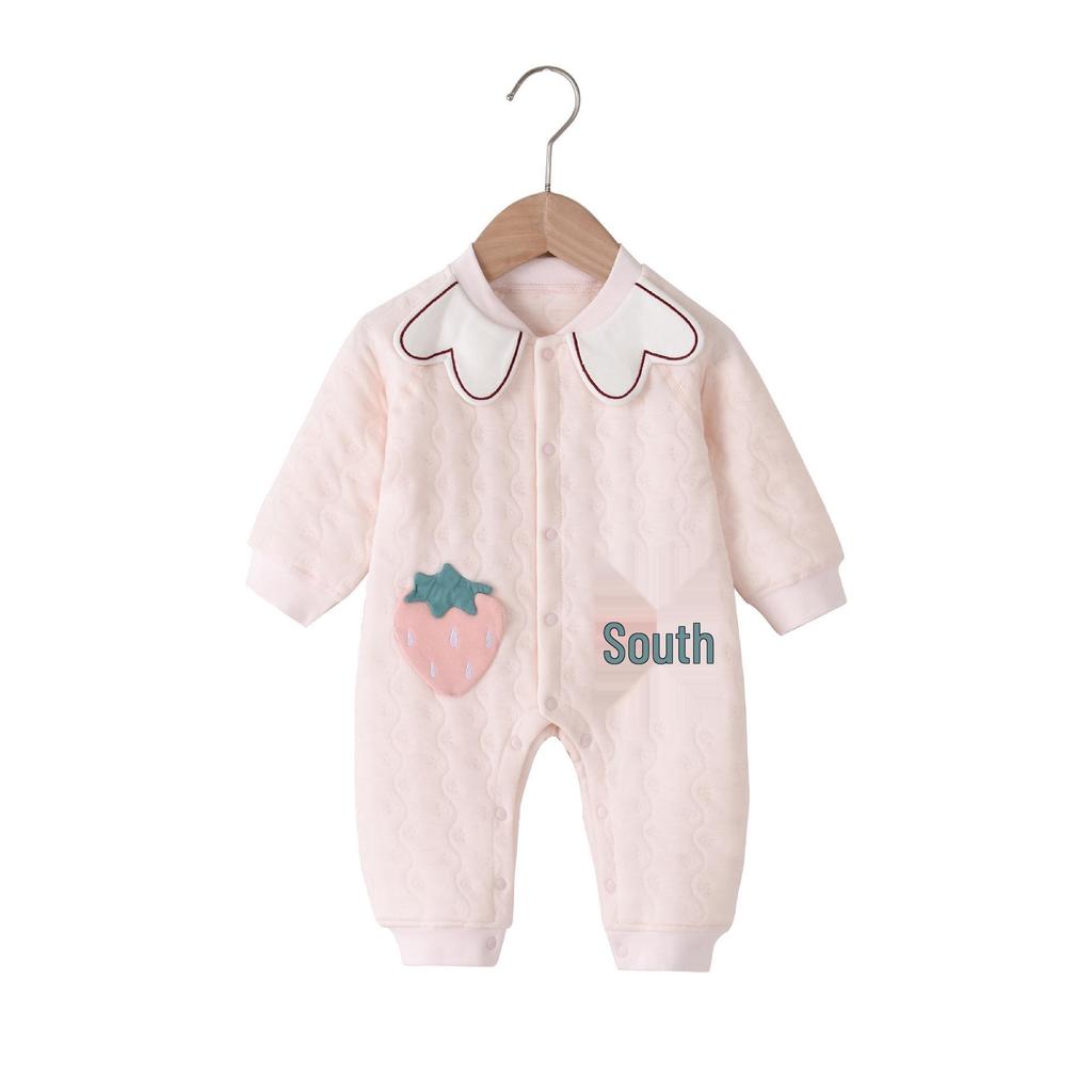 Baby Lapel Romper: Cozy Three-Layer Jumpsuit for Newborns - Perfect for Spring, Autumn, and Winter Outings