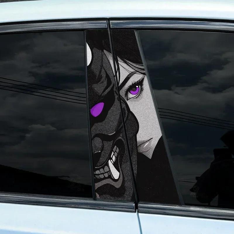 1PC JDM Style Prajna Car Stickers Cool Auto Tattoo B Pillar Waterproof Center Column Decor Cover Scratch DIY Doors Pillar Decals 1PC