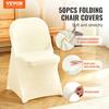 50PCS Ivory White Stretch Spandex Folding Chair Covers, Universal Fitted Chair Cover, Removable Washable Protective Slipcovers, for Wedding, Holiday,