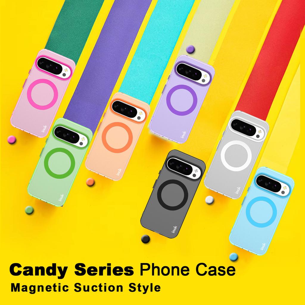 IMAK For Google Pixel 10/10 Pro Case Compatible with MagSafe Candy Color Anti Drop TPU+PET Back Cover
