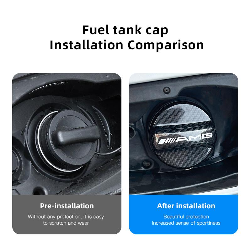 Real Carbon Fiber Gas Fuel Tank Cover Oil Filler Dustproof Cap Stickers For Mercedes Benz AMG A C E S Class W201 W210 W108 W204