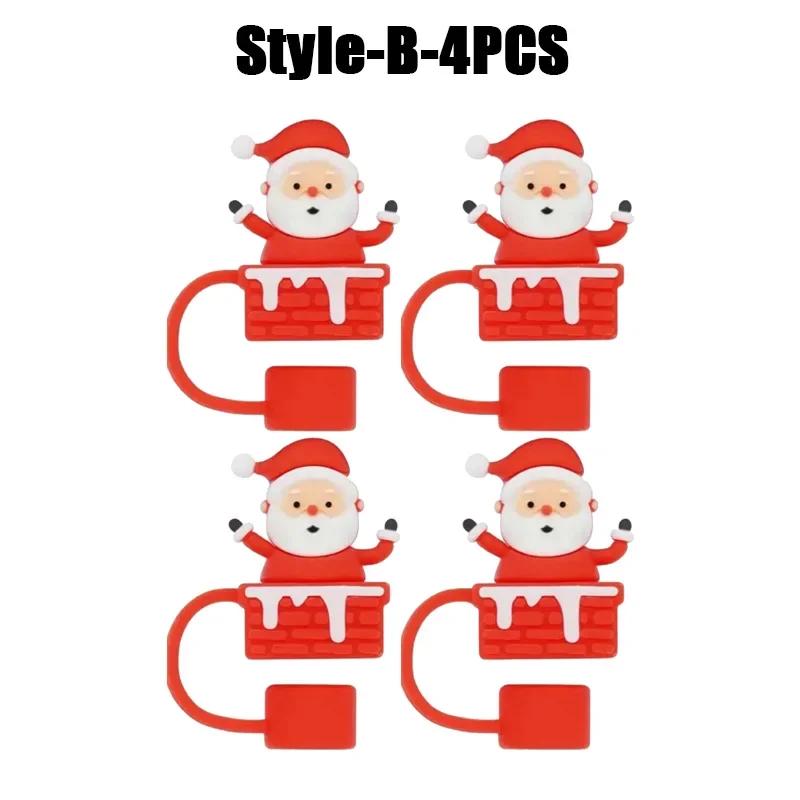 1-100PCSChristmasStraw DustCap 10mm Glass Straw Stopper Universal Water Bottle Reusable Cup Cover Accessories Holiday Party Gift