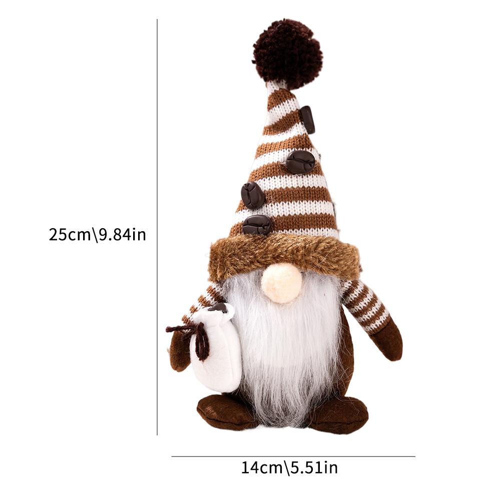 Coffee Gnome Ornament Home Decor Knit Handmade Soft Plush Faceless Dolls Ornaments For Christmas Winter Spring Decoration