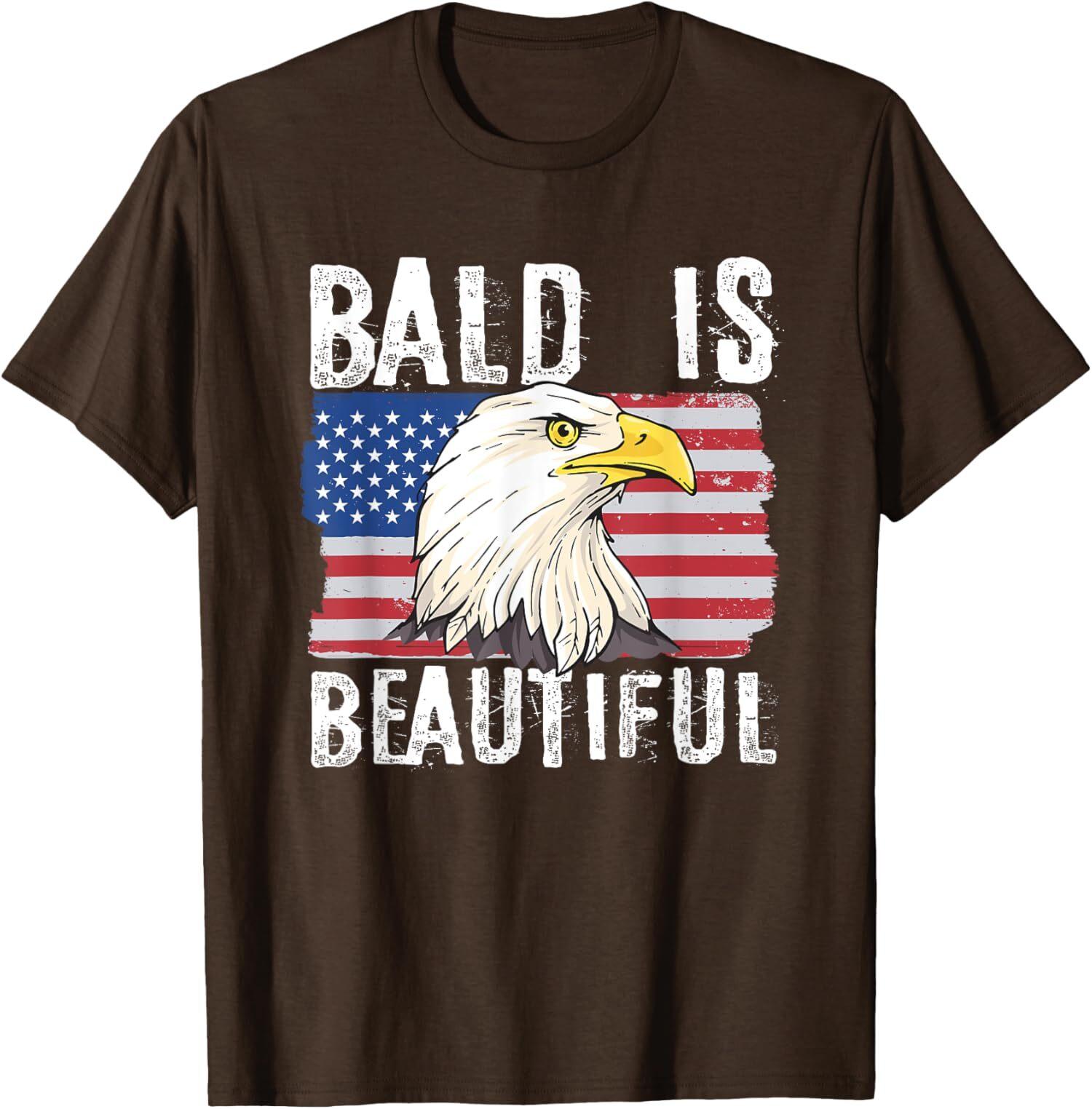 Bald Is Beautiful 4th of July Independence Day Eagle Unisex T-Shirt S разноцветный