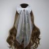 Wedding Party Bride Veil with Beadwork DoubleLayer Bows Bridal Veil Elegant Short Veil Bride Bridemaid Hair Accessories