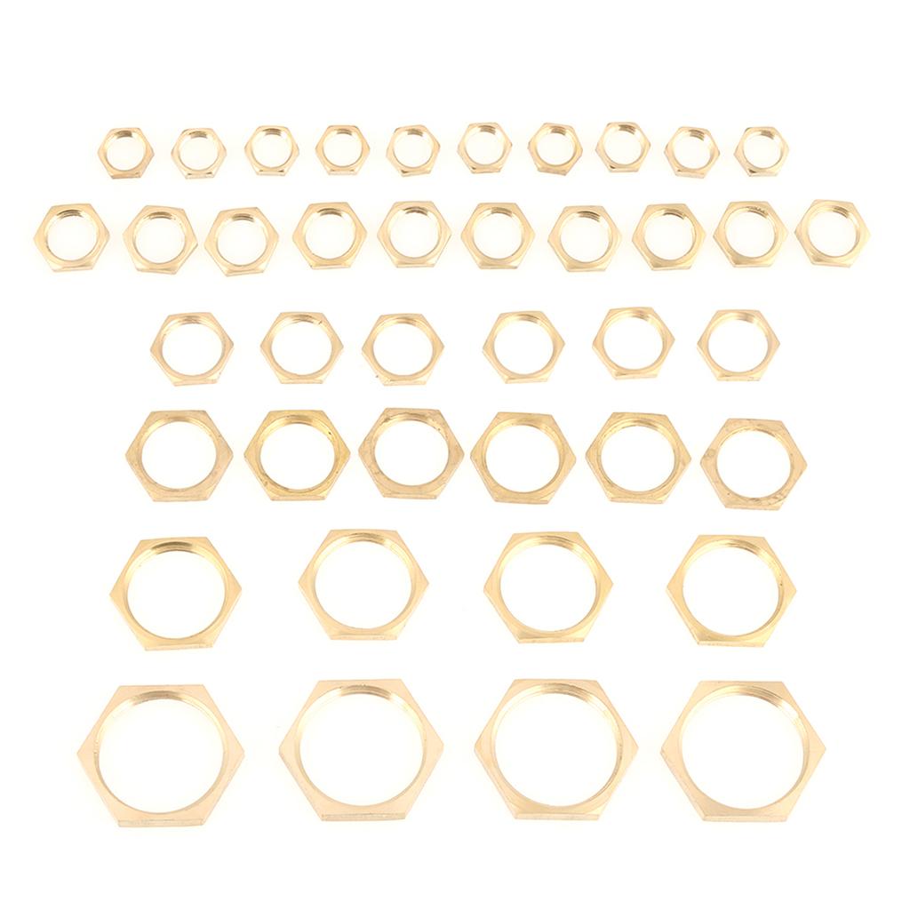 40pcs G18 G14 G38 G12 G34 G1 Thread Pipe Fitting Brass Hex Lock Nuts Thin Nut