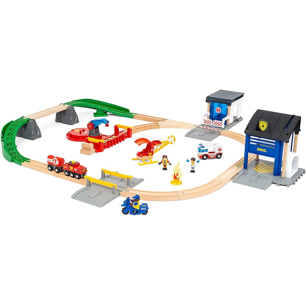Brio Rescue Team Set 44 Pieces Wooden Toy for Ages 3+ Train Track Set