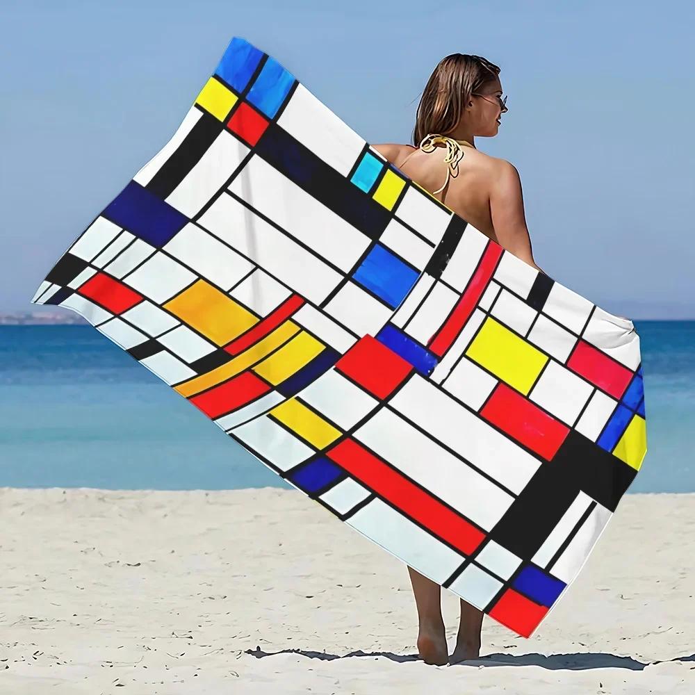 

Abstract Geometric Print Beach Towel - Soft Absorbent Towel for Art Lovers, Bold and Vibrant Design for Everyday Use and Comfort W30*H60(CM)
