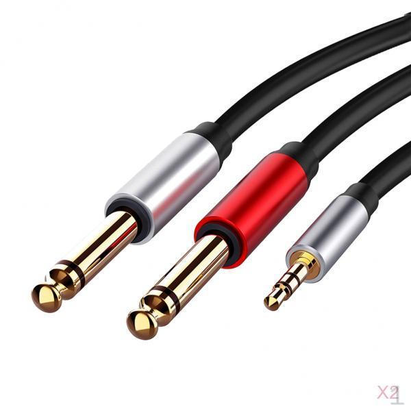 2x 5.9ft Dual Male 1/4" 6.35mm To Stereo 1/8" 3.5mm Cable