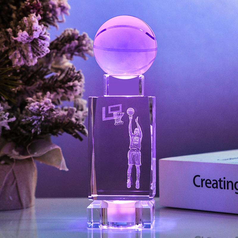 Glow-in-the-Dark Kobe Bryant NBA Figurine: Crystal Basketball Gift for Birthday