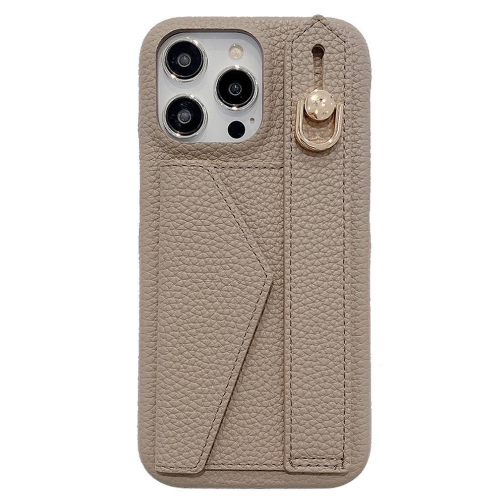 Für iPhone 15 Pro Max Hülle mit Kartenfach Handschlaufe Ständer PU-Leder+PET Handyhülle