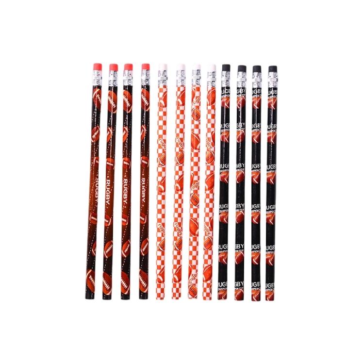 12 Pcs Baseball Pencils Football Themed Pencils Drawing Pencil with Eraser Suitable For Tests And Office Use