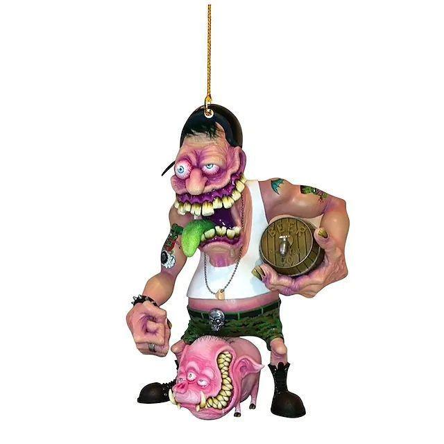 Unique Acrylic Big Mouth Monster Car Pendant Colorful Backpack Ornament For Halloween Christmas Celebration And Home Style