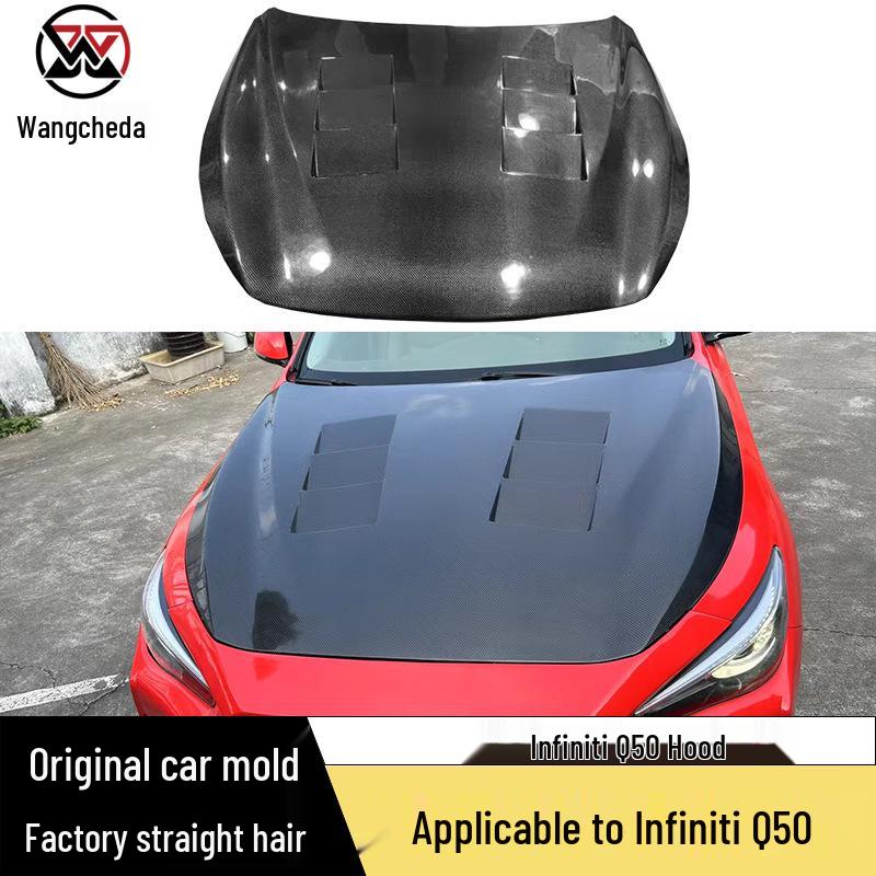 Infiniti Q50 Carbon Fiber Vented Engine Hood - Modified Front Body Kit Accessory