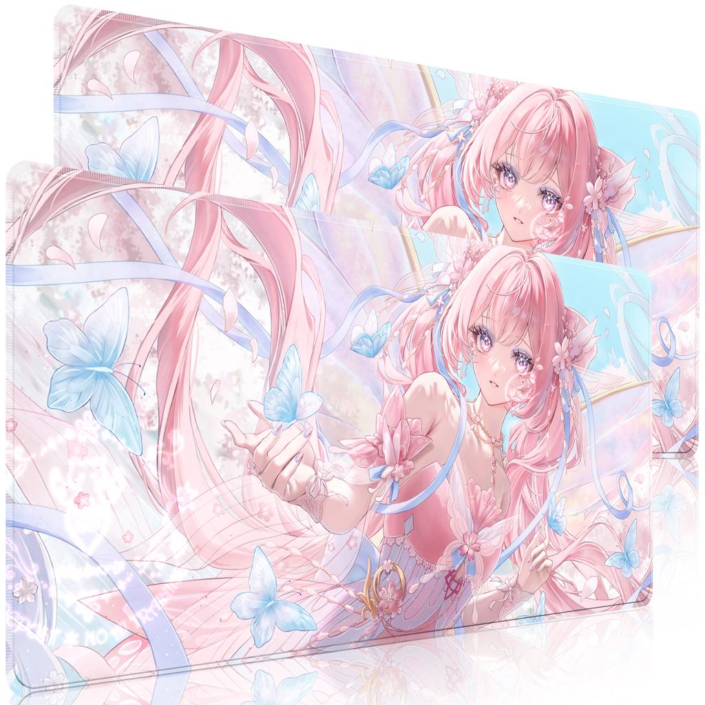 Japanisches Sakura Mädchen Anime Mauspads Schreibtischunterlage Rosa Kirschblüte Rutschfeste Gummi Tastaturmatte Gaming Büro Schreibtisch Dekoration Geschenk