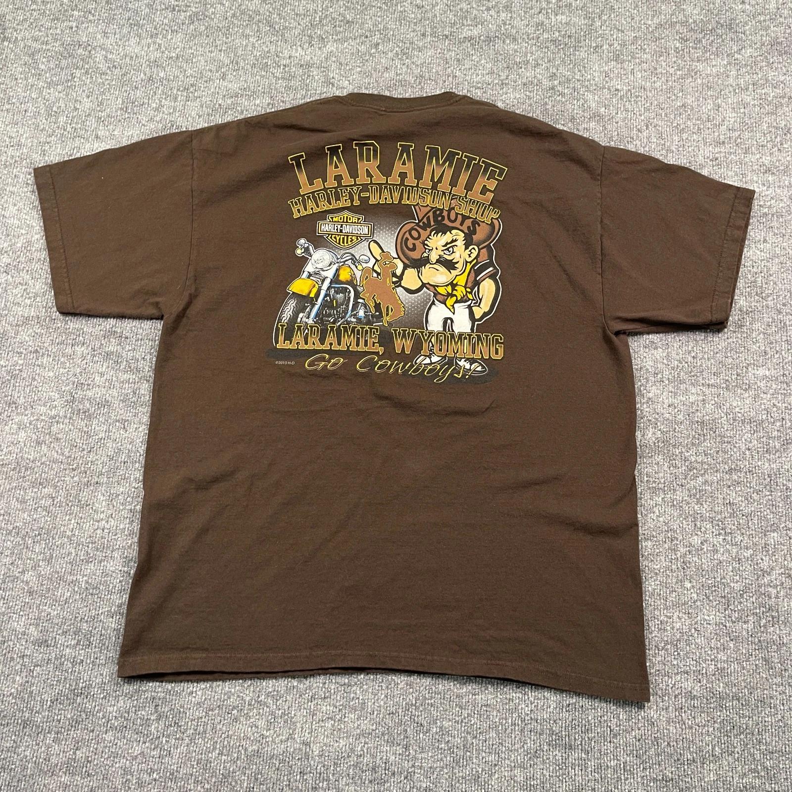 Harley-Davidson Go Cowboys Biker Shirt XL 23x28 Larame Wyoming S