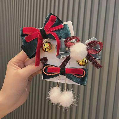 Korean Double-Layer Bow Bell Hairpin - Christmas Princess Hair Accessory for Girls