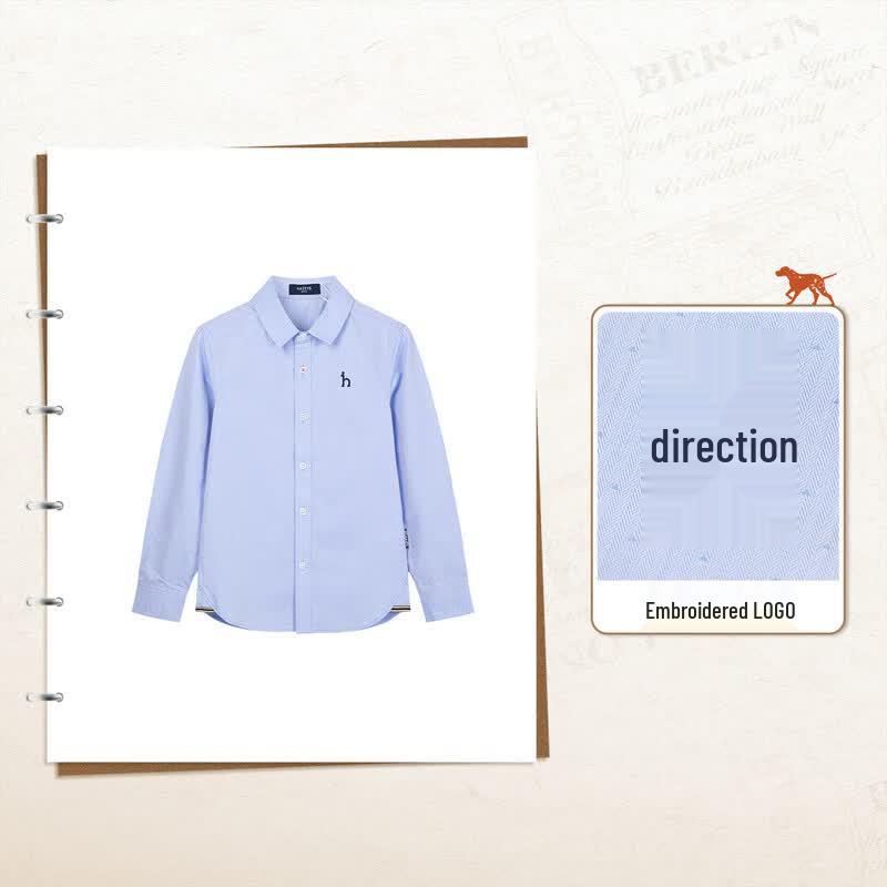 HAZZYS Boys' 2026 Fall New Collared Long Sleeve Shirt