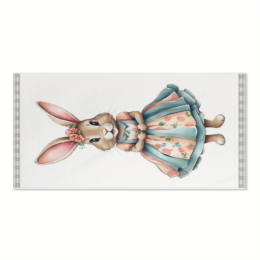 Easter Bunny Beach Towel -Soft, Lightweight, Cute Bunny Design, Great for Travel, Swimming, Yoga, Camping - Easter Themed Design